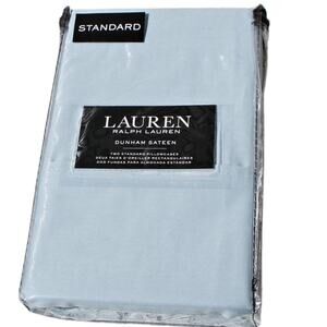 Ralph Lauren Dunham Sateen 100% Cotton Set of 2 Pillowcases Celestial Blue